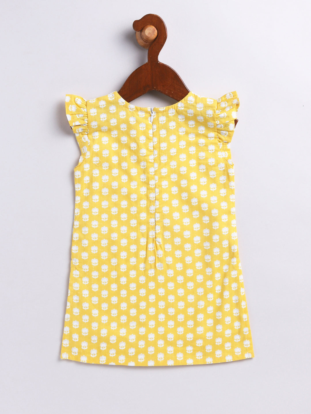 Yellow Cotton Raksha Bandhan Wear Girls Kurta Set