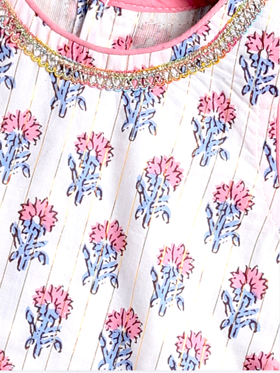 Multicolor Cotton Blend Raksha Bandhan Wear Girls Kurta Set