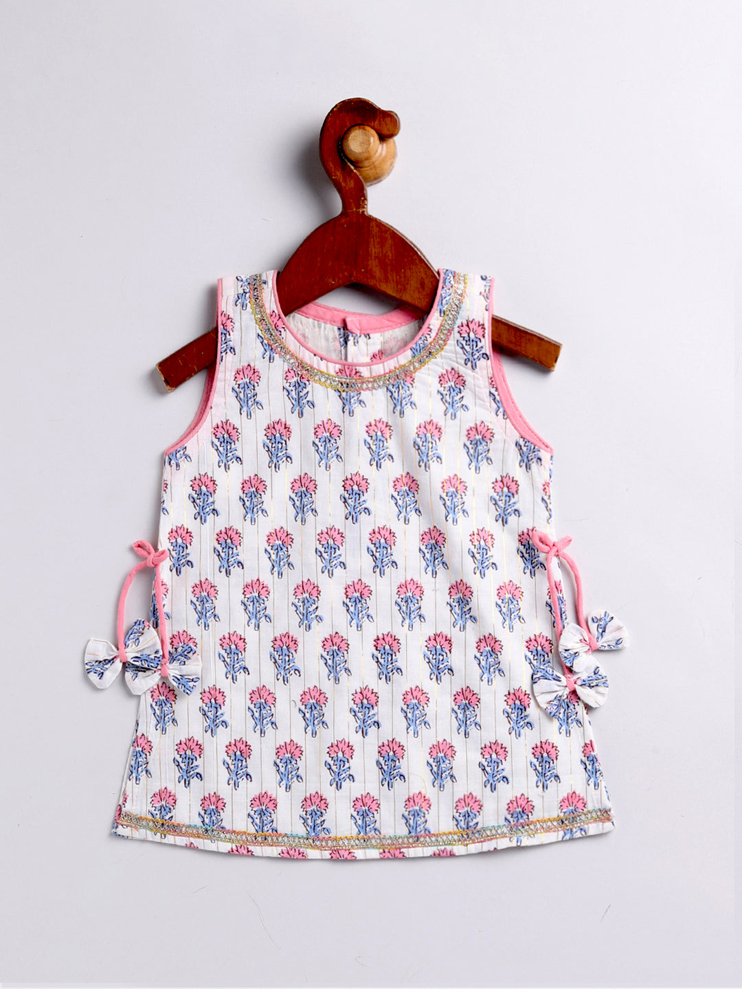 Multicolor Cotton Blend Raksha Bandhan Wear Girls Kurta Set
