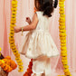 Cream Cotton Diwali Wear Girls Kurta Set