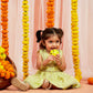Mint Green Cotton Diwali Wear Girls Kurta Set