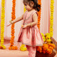 Pink Cotton Diwali Wear Girls Kurta Set