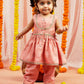 Pink Cotton Diwali Wear Girls Kurta Set