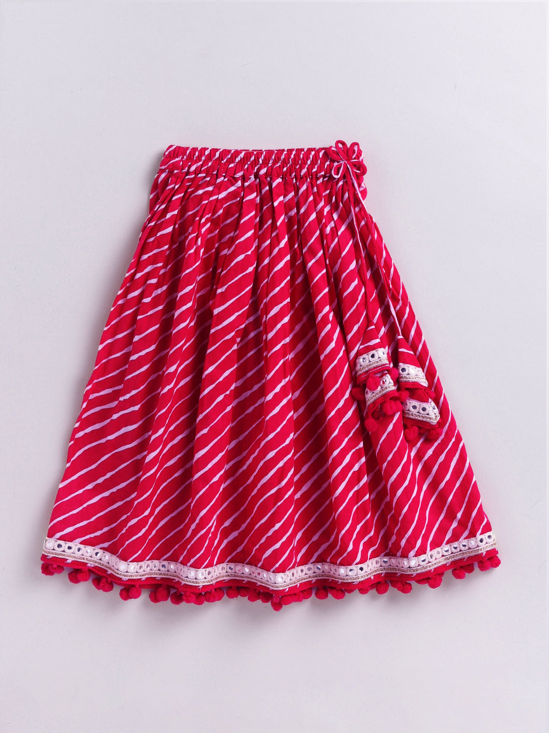 Pink Cotton Raksha Bandhan Wear Girls Lehenga Choli Set