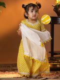 Yellow Cotton Raksha Bandhan Wear Girls Lehenga Choli Set