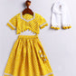 Yellow Cotton Raksha Bandhan Wear Girls Lehenga Choli Set