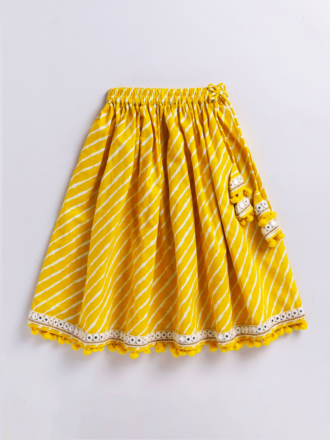 Yellow Cotton Raksha Bandhan Wear Girls Lehenga Choli Set