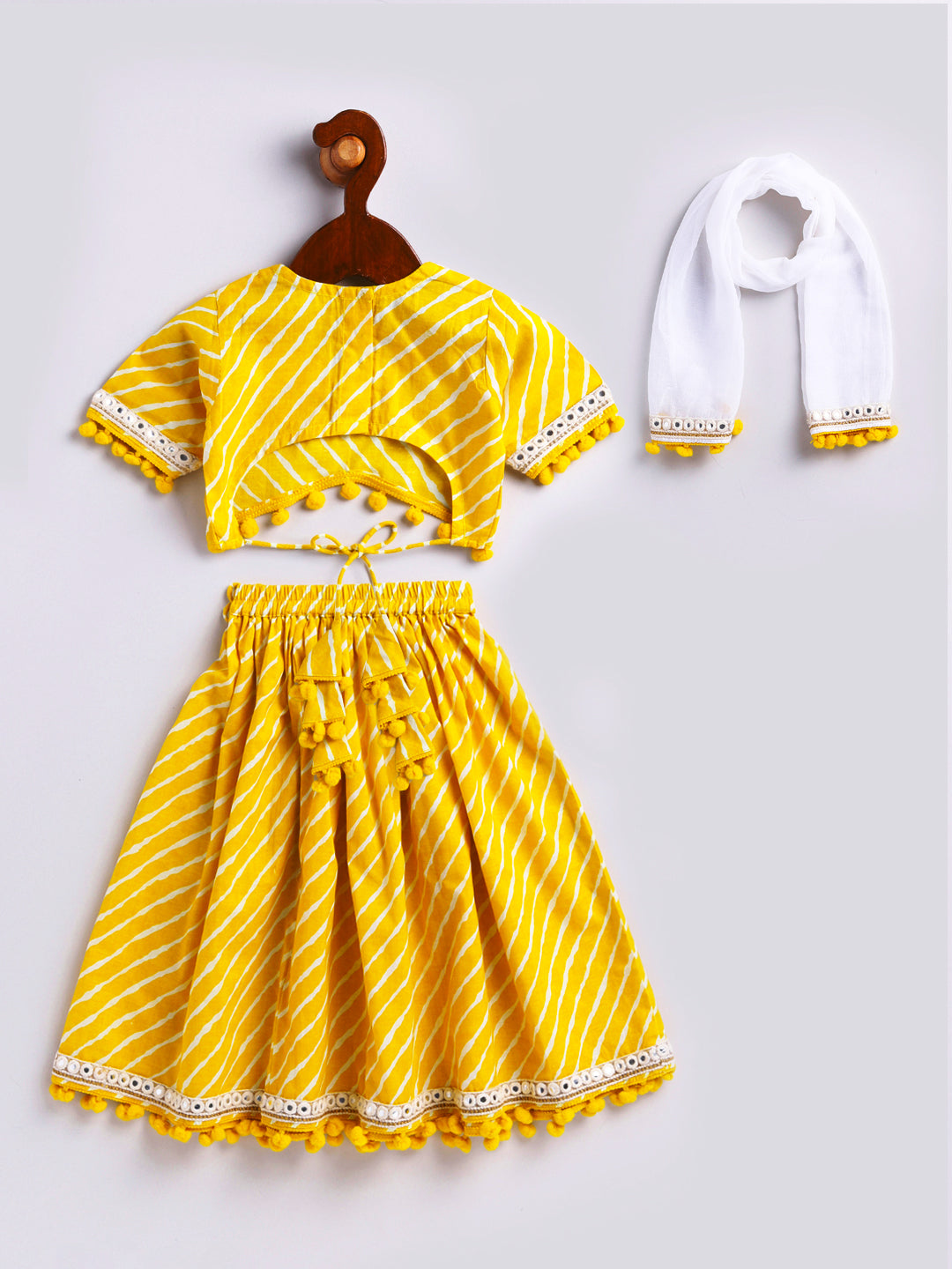 Yellow Cotton Raksha Bandhan Wear Girls Lehenga Choli Set
