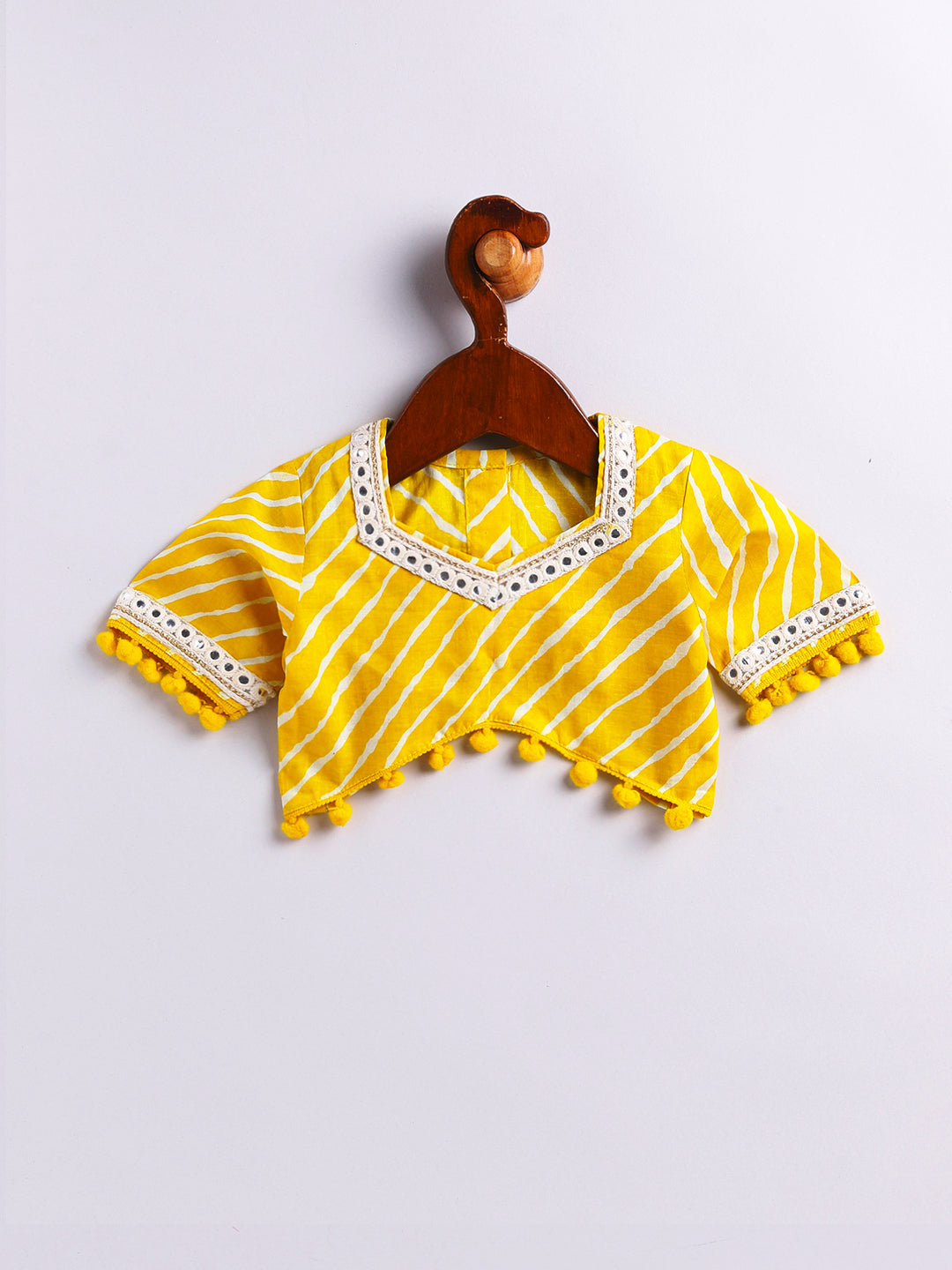 Yellow Cotton Raksha Bandhan Wear Girls Lehenga Choli Set