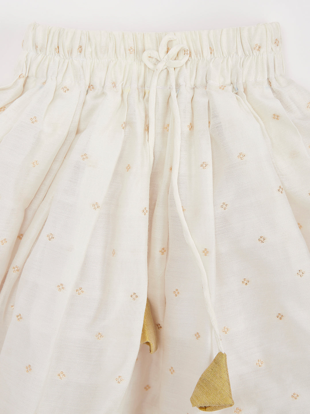 White Chanderi Onam Wear Girls Lehenga Choli Set