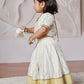 White Chanderi Onam Wear Girls Lehenga Choli Set