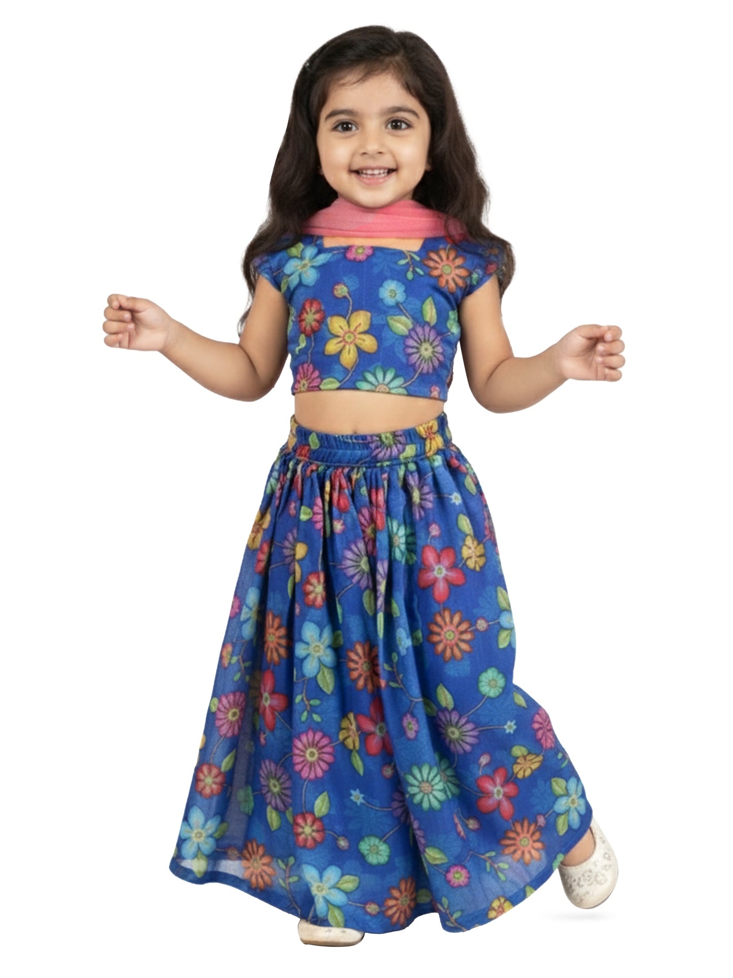 Blue Organza Wedding Wear Girls Lehenga Choli Set Lehenga