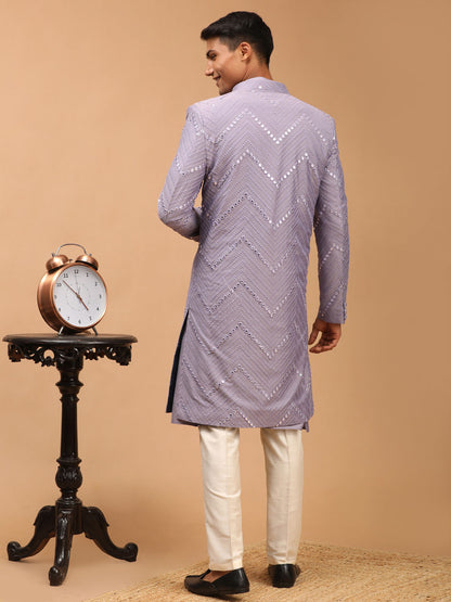 Purple Silk Blend Wedding Men's Coat