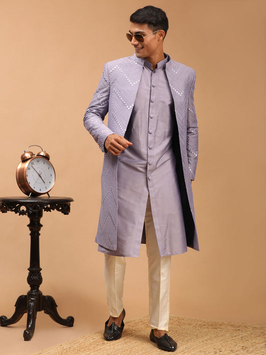 Purple Silk Blend Wedding Men's Coat