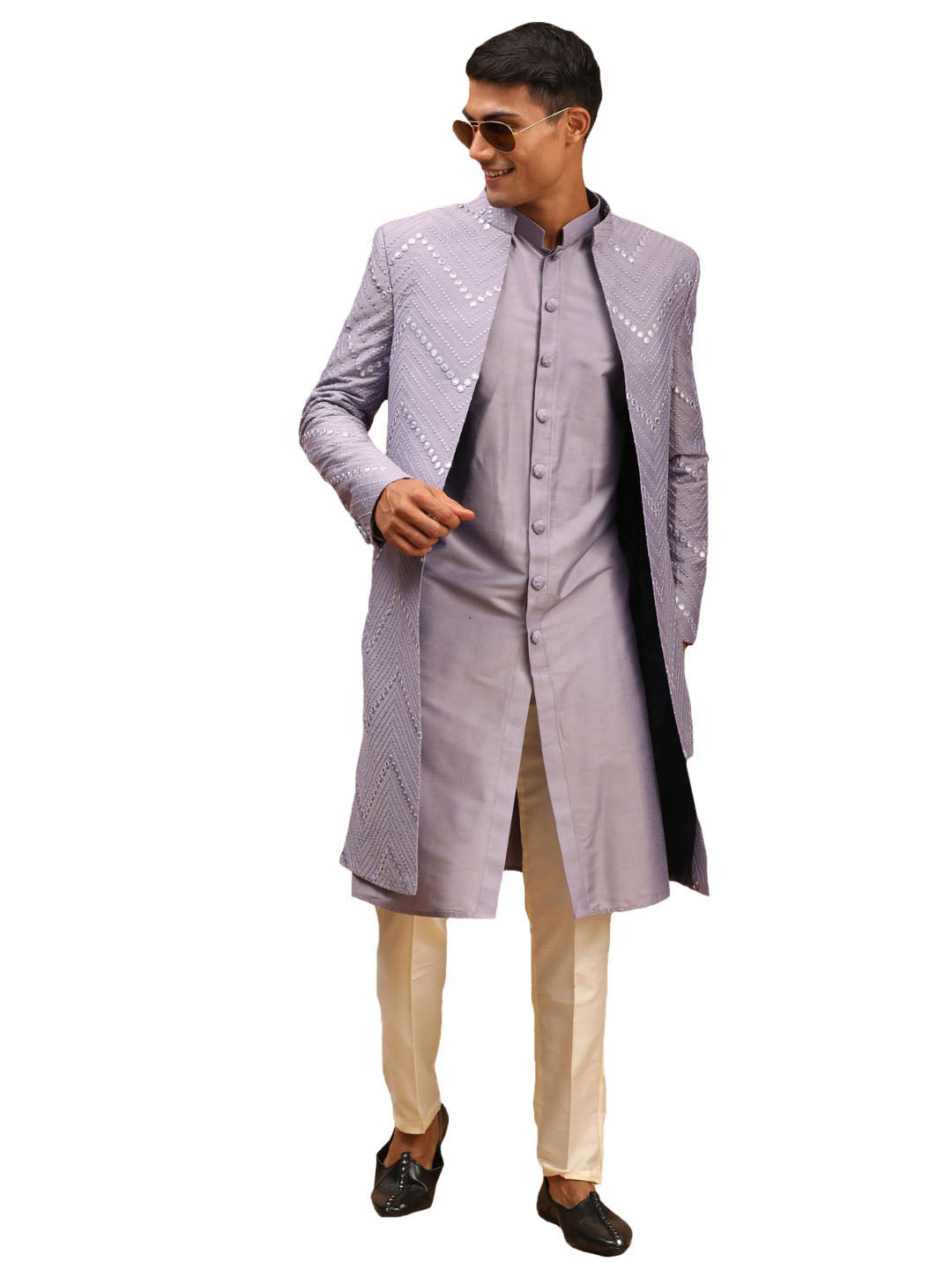 Purple Silk Blend Wedding Men's Coat