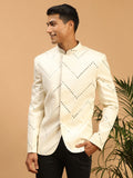 Cream Sequins Silk Blend Festival Men's Jacket
