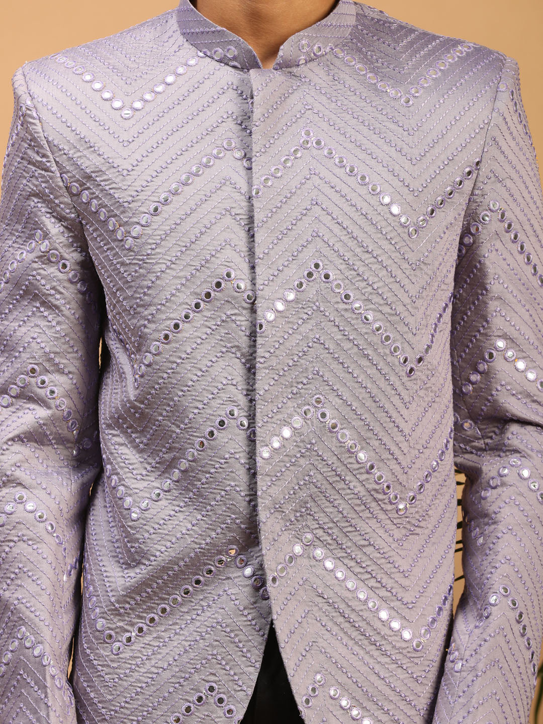 Purple Sequins Silk Blend Festival Men's Jacket