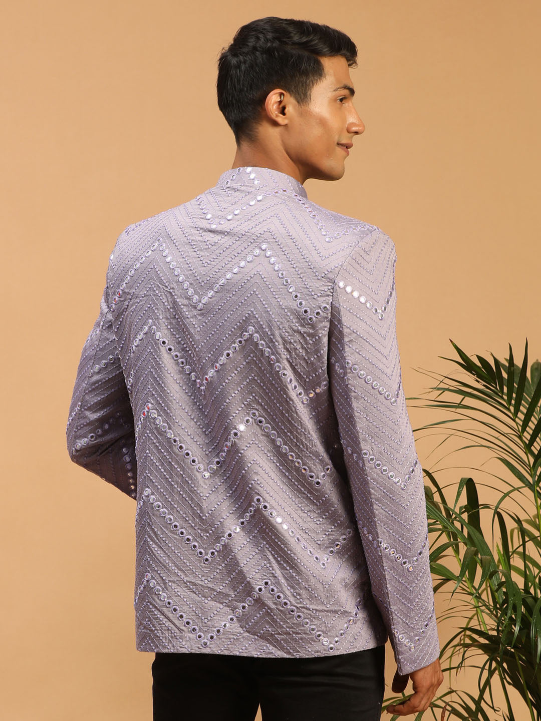 Purple Sequins Silk Blend Festival Men's Jacket