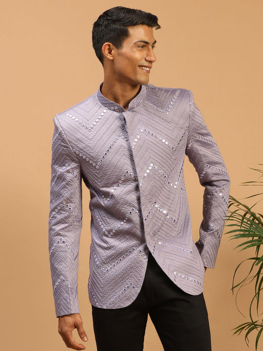 Purple Sequins Silk Blend Festival Men's Jacket