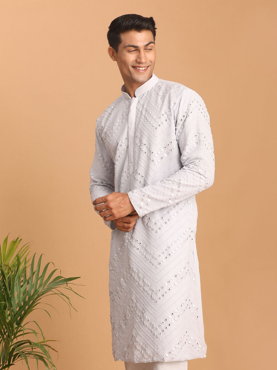 Aqua Georgette Wedding Men's Kurta