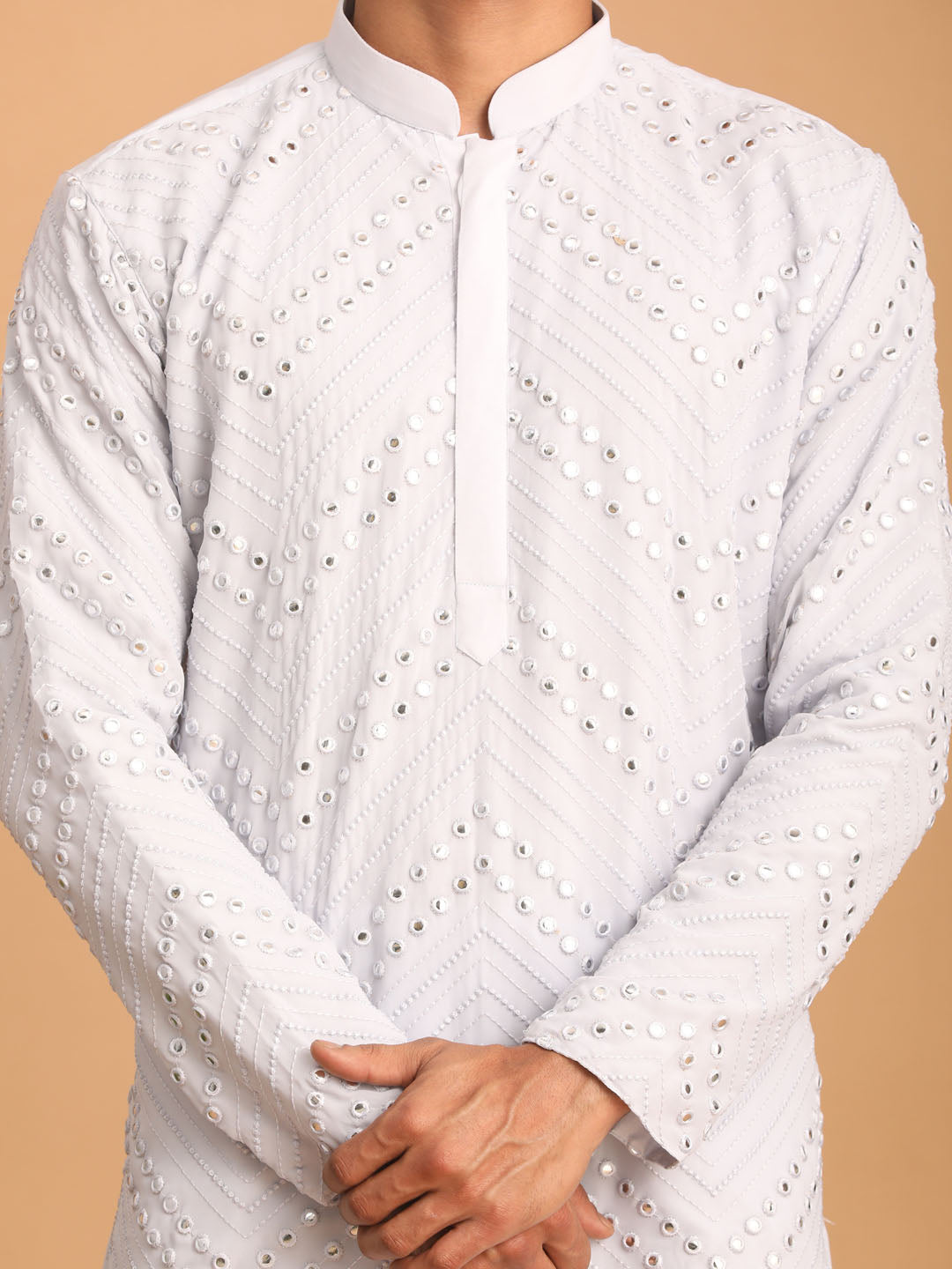 Aqua Georgette Wedding Men's Kurta