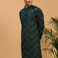 Bottle Green Georgette Wedding Men's Kurta