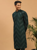 Bottle Green Georgette Wedding Men's Kurta
