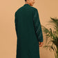 Bottle Green Georgette Wedding Men's Kurta