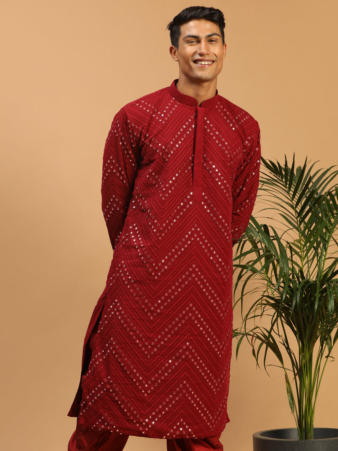 Black Georgette Wedding Men's Kurta