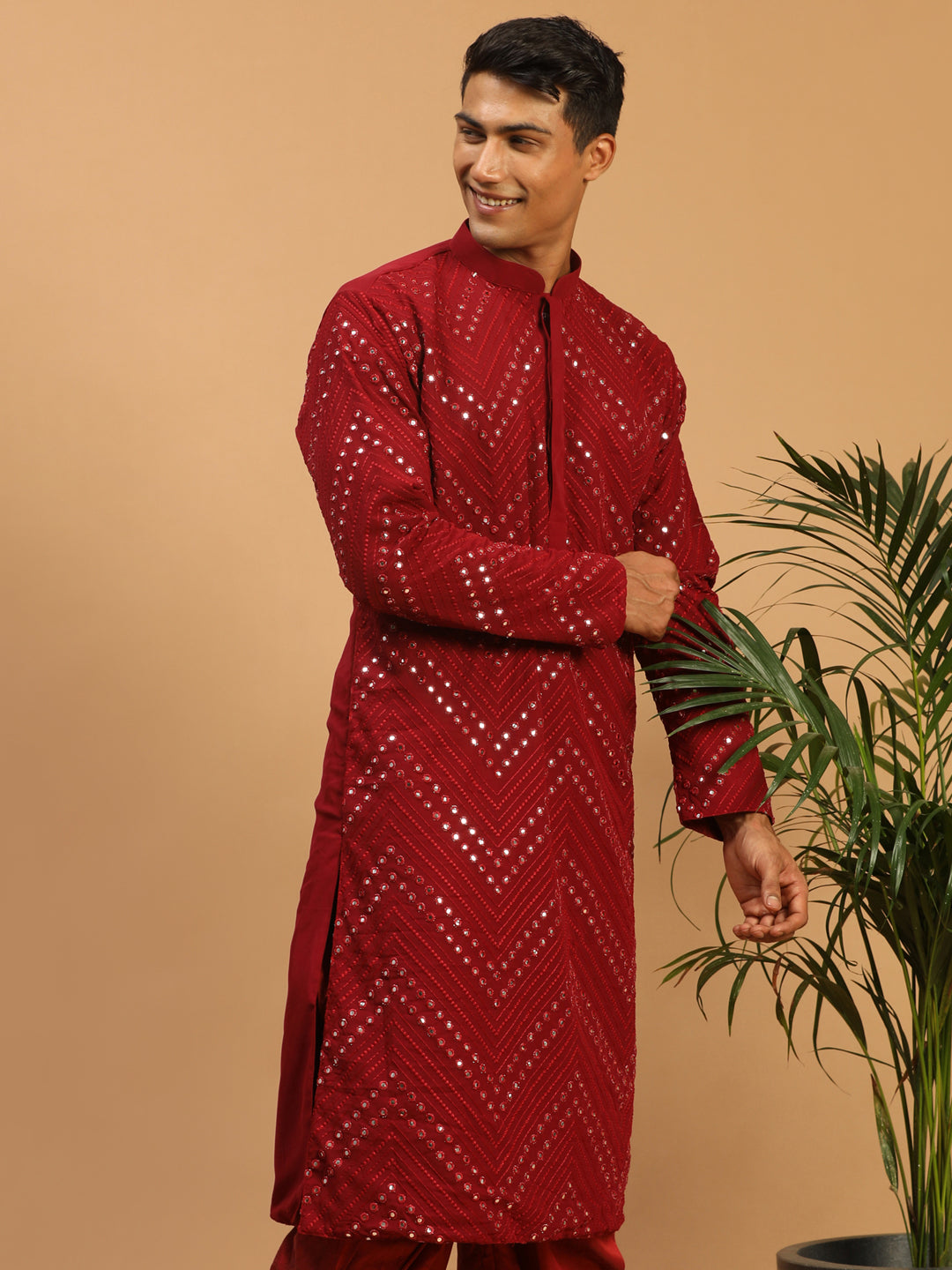 Black Georgette Wedding Men's Kurta