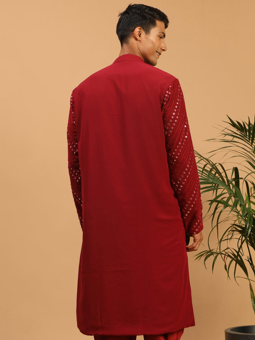 Black Georgette Wedding Men's Kurta
