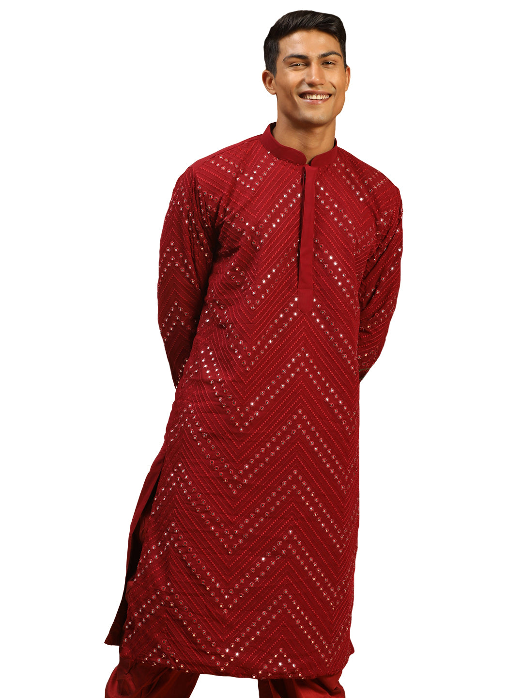 Black Georgette Wedding Men's Kurta