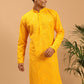 Yellow Georgette Wedding Men's Kurta