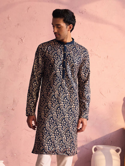 Turquoise Georgette Wedding Men's Kurta