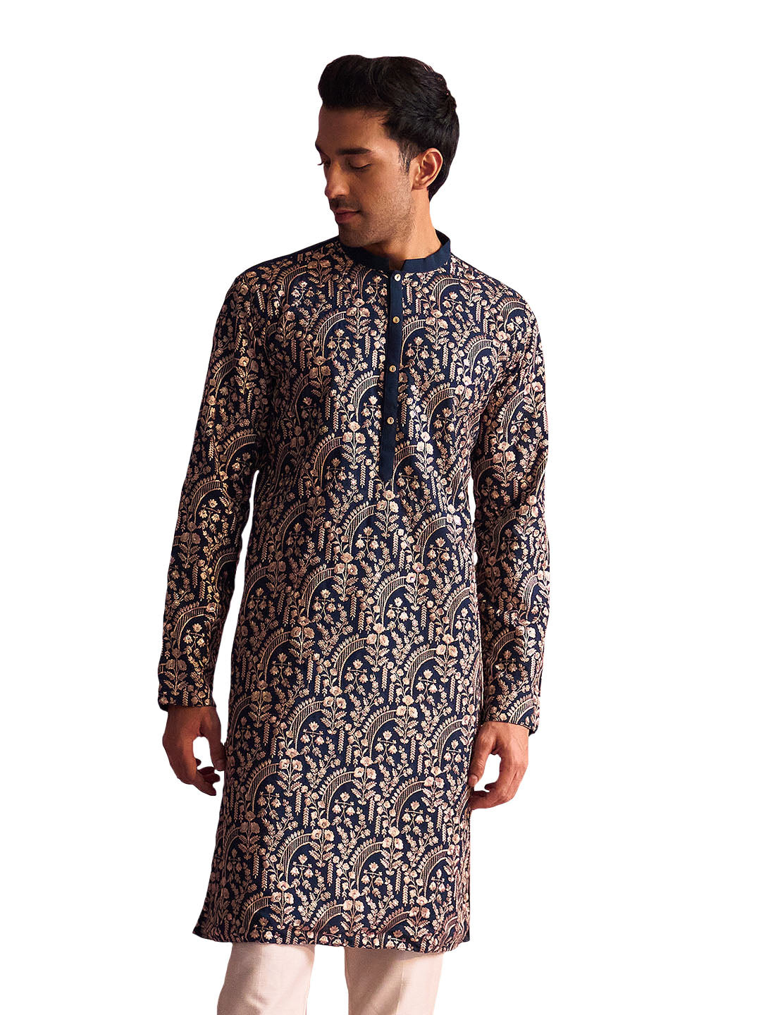 Turquoise Georgette Wedding Men's Kurta