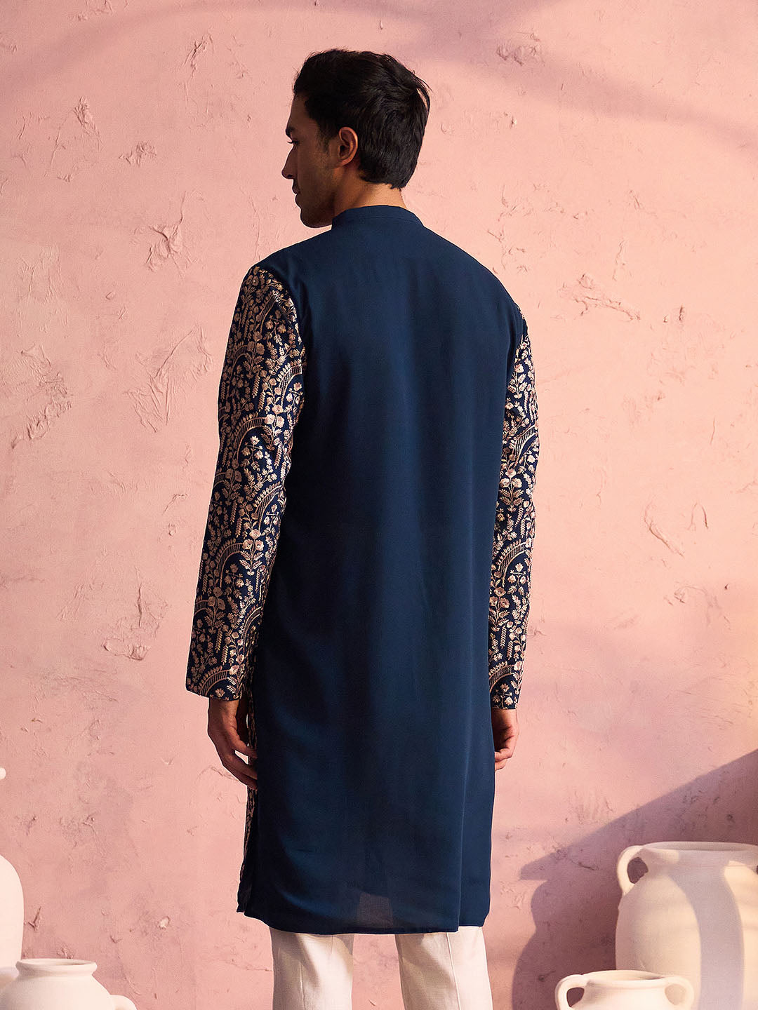 Turquoise Georgette Wedding Men's Kurta
