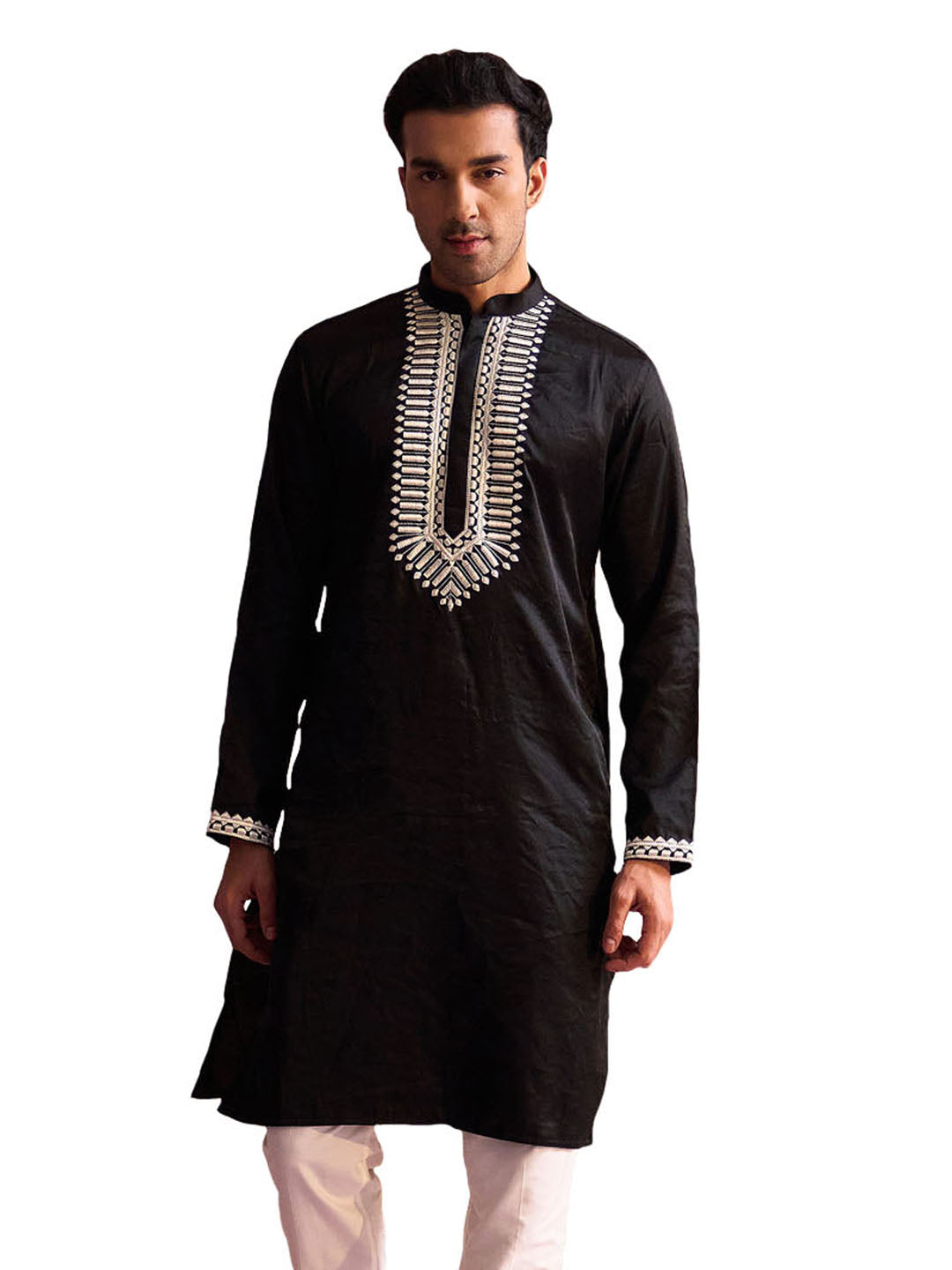Black Viscose Wedding Men's Kurta