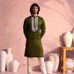 Mehendi Green Viscose Wedding Men's Kurta