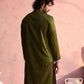 Mehendi Green Viscose Wedding Men's Kurta