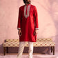 Red Viscose Wedding Men's Kurta