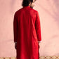 Red Viscose Wedding Men's Kurta