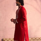 Red Viscose Wedding Men's Kurta