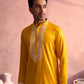 Yellow Viscose Wedding Men's Kurta