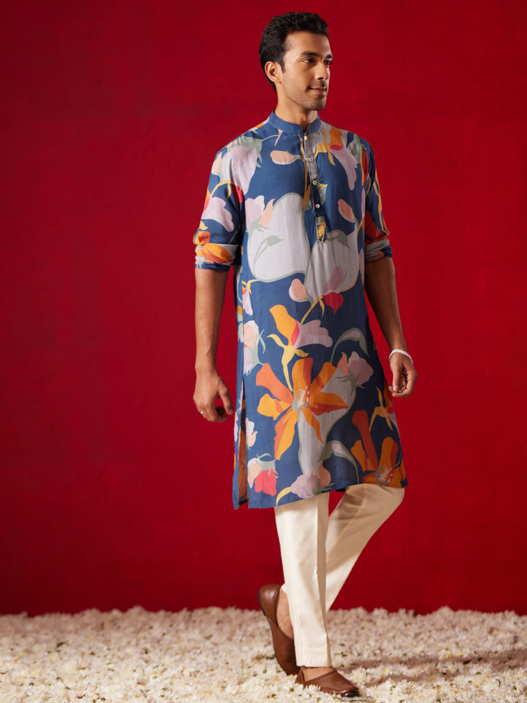 Designer Multicolour Cotton Blend Casual Men's Kurta Set