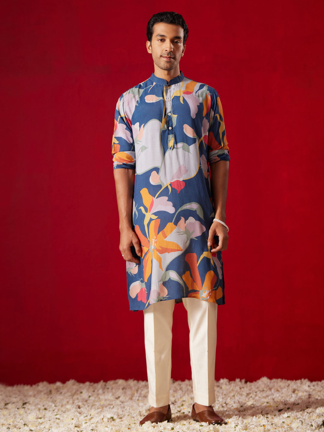 Designer Multicolour Cotton Blend Casual Men's Kurta Set