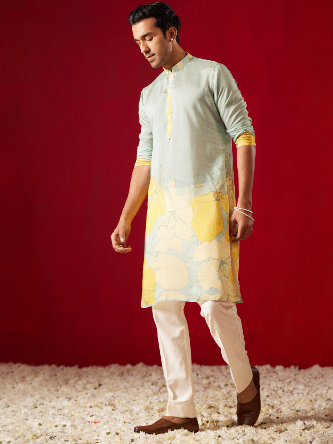 Multicolour Stylist Cotton Blend Casual Men's Kurta Set