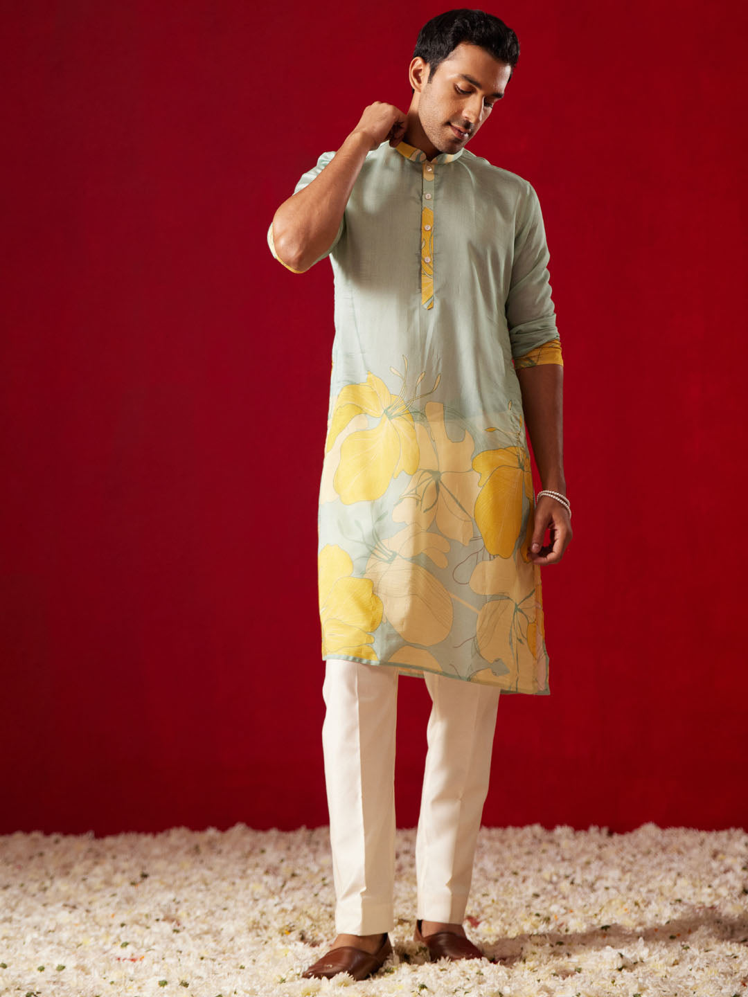 Multicolour Stylist Cotton Blend Casual Men's Kurta Set