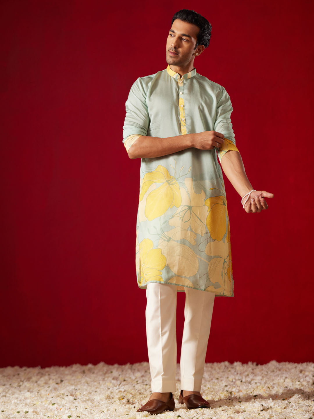 Multicolour Stylist Cotton Blend Casual Men's Kurta Set