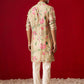 Multicolour Cotton Blend Casual Men's Kurta Set