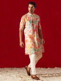 Multicolour Cotton Blend Casual Wear Men's Kurta Set